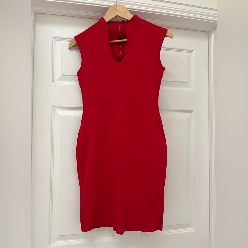 Rolla Coster Red Bodycon Dress with V-neck